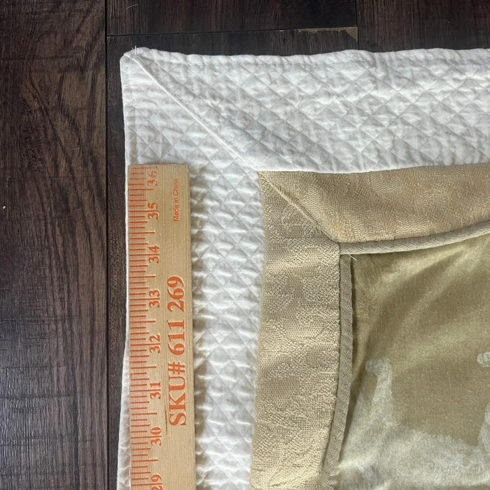 Safari Animal Print Baby Quilt Tan Waffle Knit Border Toile Size 34